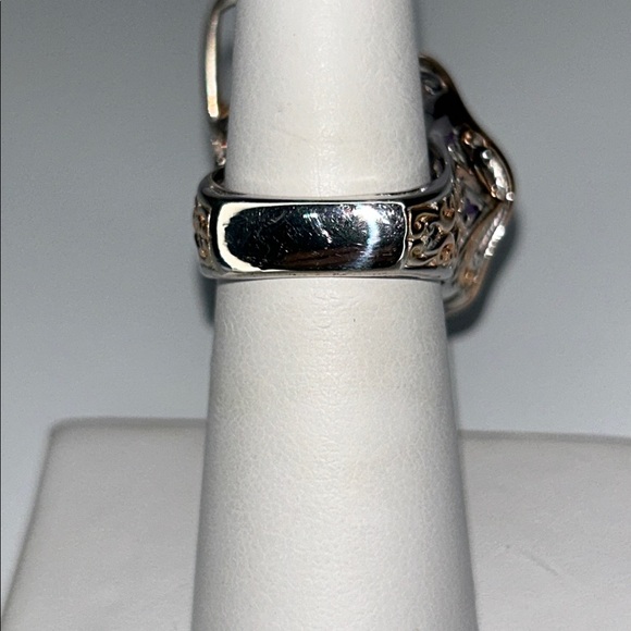 Genuine Amethyst Matte Sterling Rose Gold Accent Ballet Dancer Designer Ring - Picture 3 of 8